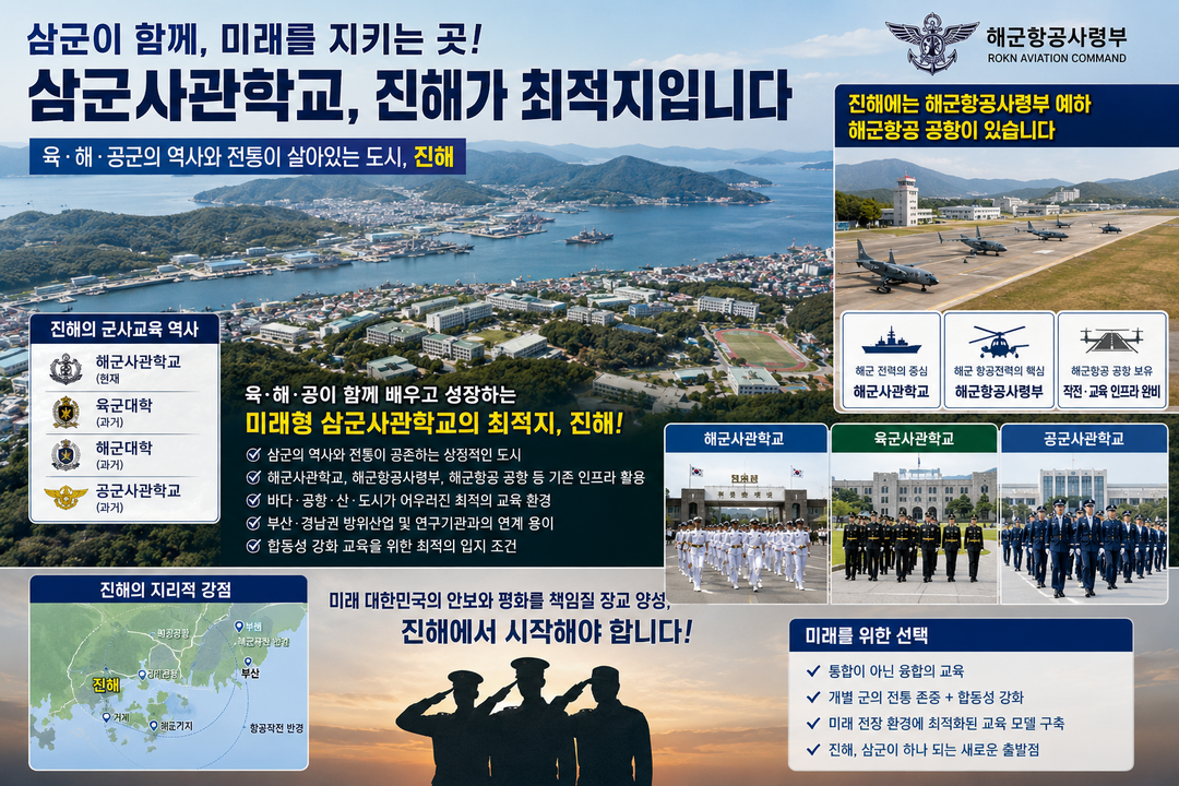 [우경원 칼럼] 육·해·공군 사관학교 통합, 왜 대전인가…‘삼군의 도시’ 진해도 검토해야