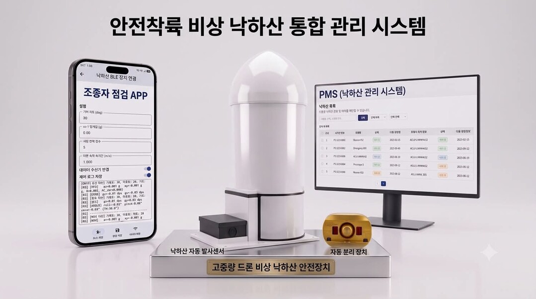 "드론 안전도 산업이다"…국내 최초 압축가스 방식 비상 낙하산 개발, 글로벌 시장 정조준