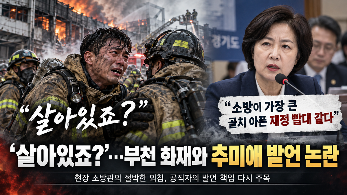 “살아있죠?” 울먹인 소방관…추미애 ‘소방 재정 빨대’ 발언 사흘 뒤 부천 화재